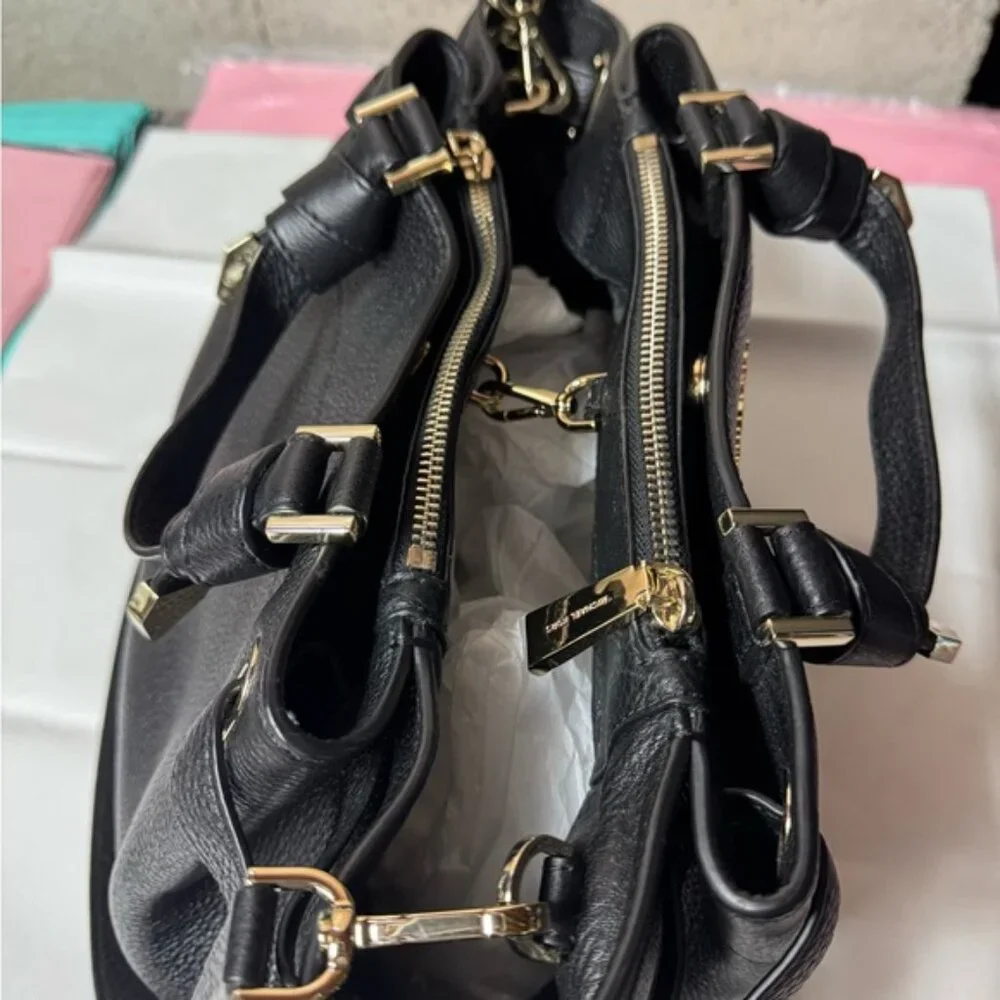 Michael Kors Greta Large Pebbled Leather Satchel Black - Picture 11 of 14